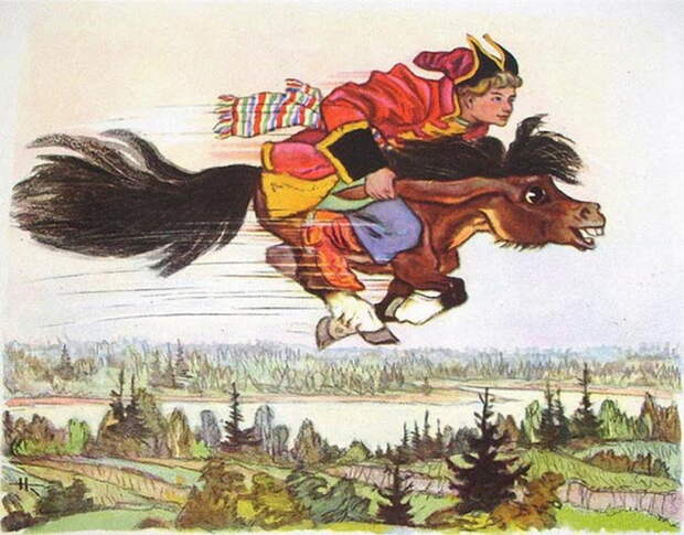 Н. Кочергин. Иллюстрация к сказке "Конек-горбунок" Н. Кочергин. Иллюстрация к сказке "Конек-горбунок"