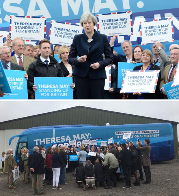Conservative Leader Theresa May Launch's The Party's Campaign Bus In Northumberland