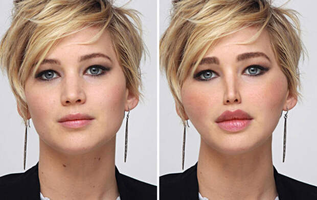 Вот как после пластических операций выглядела бы американская актриса Дженнифер Лоуренс (Jennifer Lawrence).