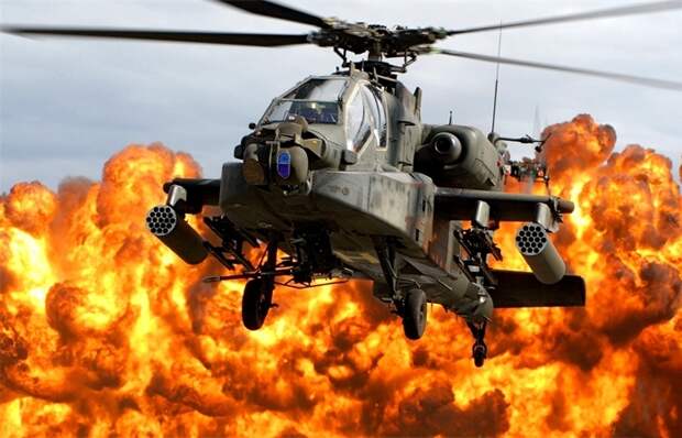 Apache AH-64 с комбинированным подвесом.