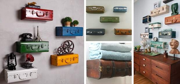 Из половины чемодана получится отличная полка. / Фото: homemania.ru