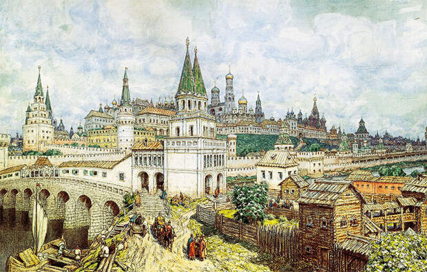 А. Васнецов. Всехсвятский мост и Кремль в конце XVII века