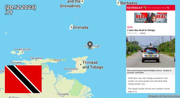 Неизвестные застрелили из проезжающего автомобиля 2 мужчин в Тринидаде и Тобаго