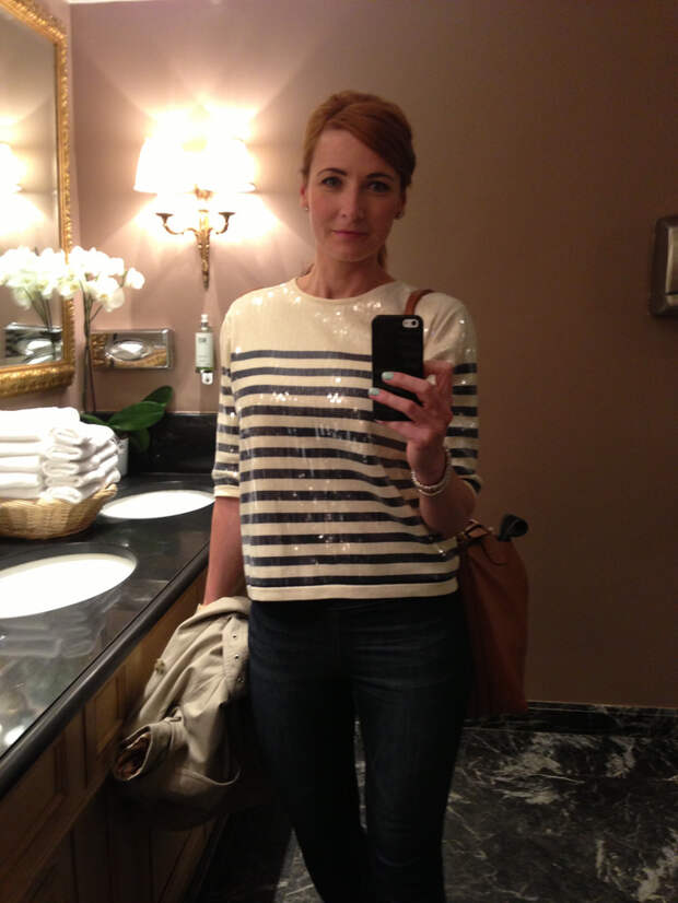 Breton striped sequinned top