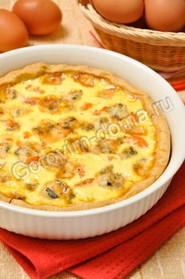 Пирог с лососем и сыром (киш лорен)
