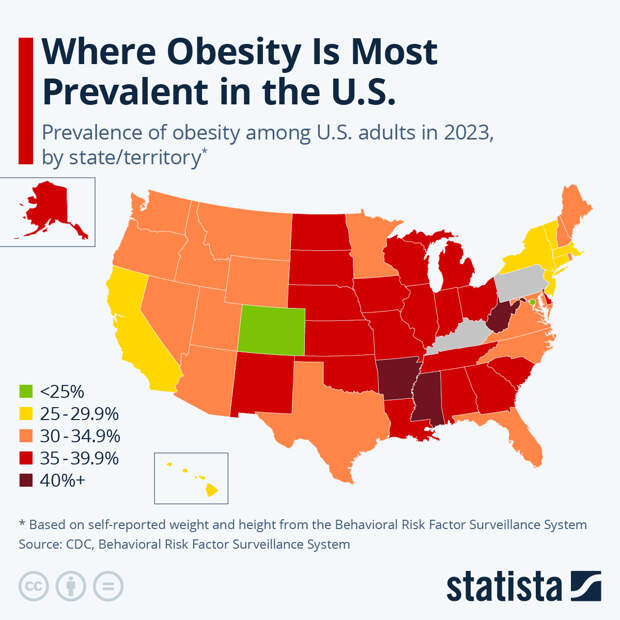 Infographic: Where Obesity Is Most Prevalent in the U.S. | Statista