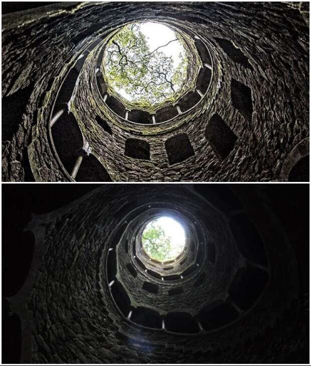 Чем ниже спускается человек, тем больше сумрак окутывает его (Quinta da Regaleira, Колодец Посвящения). 