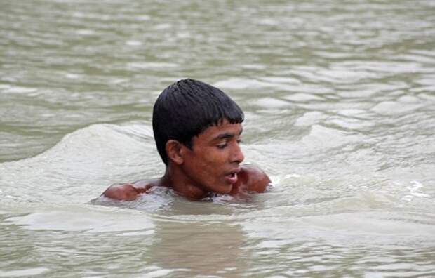 Олененок тонул во время наводнения. Этот парень жертвовал собственной жизнью ради малыша...