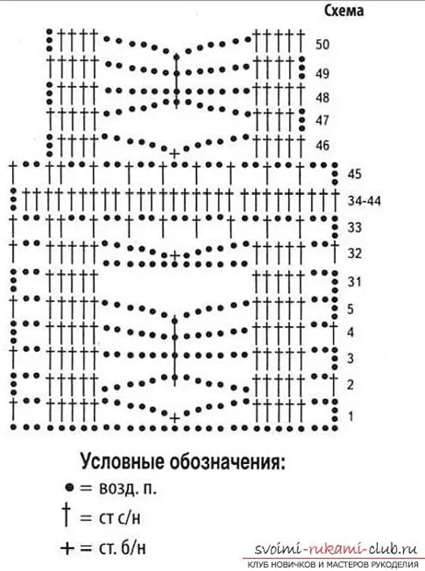 Схема вязания майки крючком