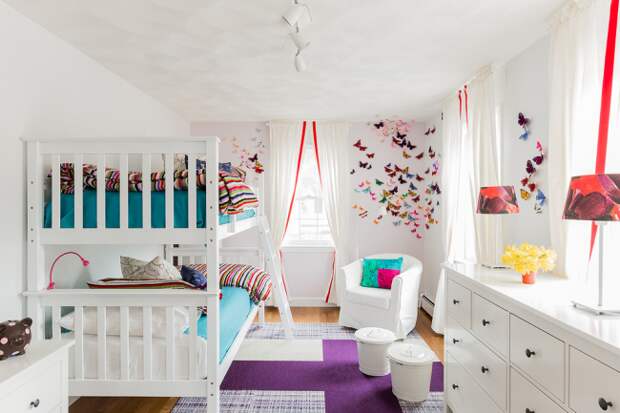 Цветные бабочки из бумаги для декорирования стен детской комнаты