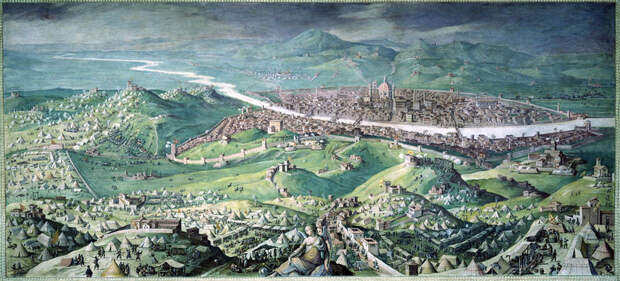 Флоренция в кольце осады. Картина Страдано (написана около 1555–1558 годов) - Флорентийская республика: в кольце | Военно-исторический портал Warspot.ru