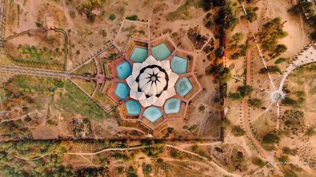 2. Храм Лотоса - Нью-Дели, Индия аэрофото, аэрофотосъемка, города мира, с высоты птичьего полета