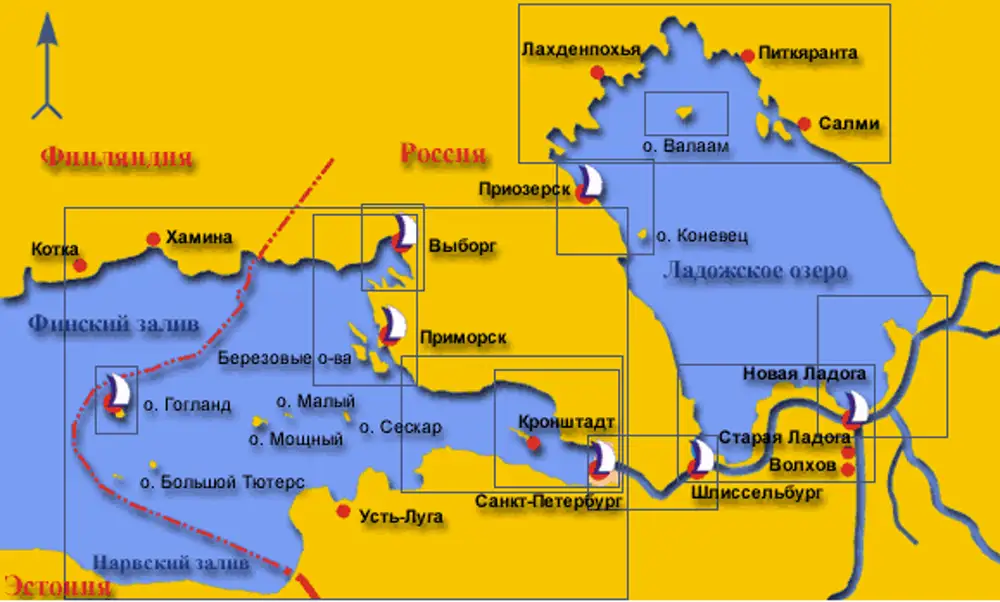 Карта финского залива и балтийского моря