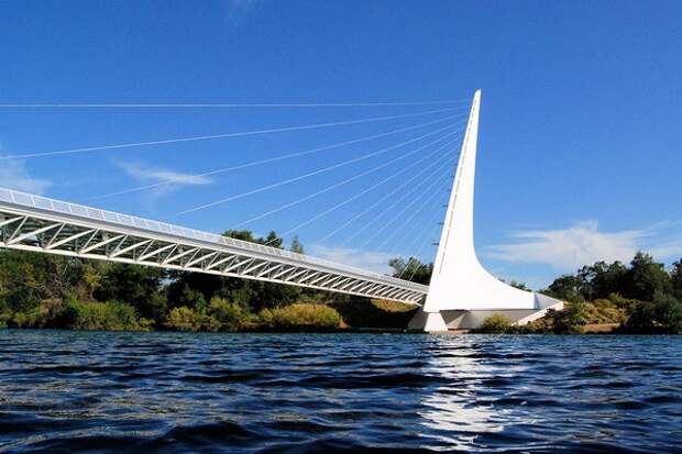 Стеклянная поверхность моста Sundial Bridge Стеклянная поверхность моста Sundial Bridge