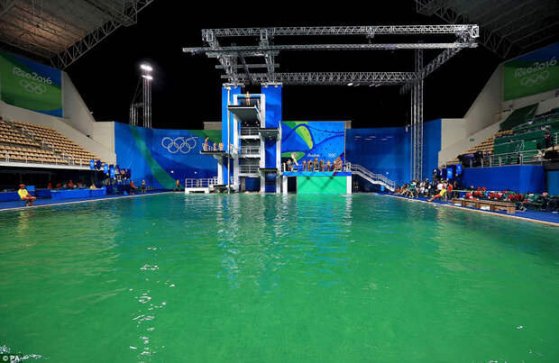 Бассейн на Олимпиаде в Рио вдруг позеленел, и никто не признается