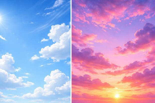 Почему небо голубое, а закаты — красные: физика света, которую легко понять