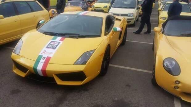 Сотни владельцев желтых автомобилей собрались, чтобы поддержать британского пенсионера (5 фото)