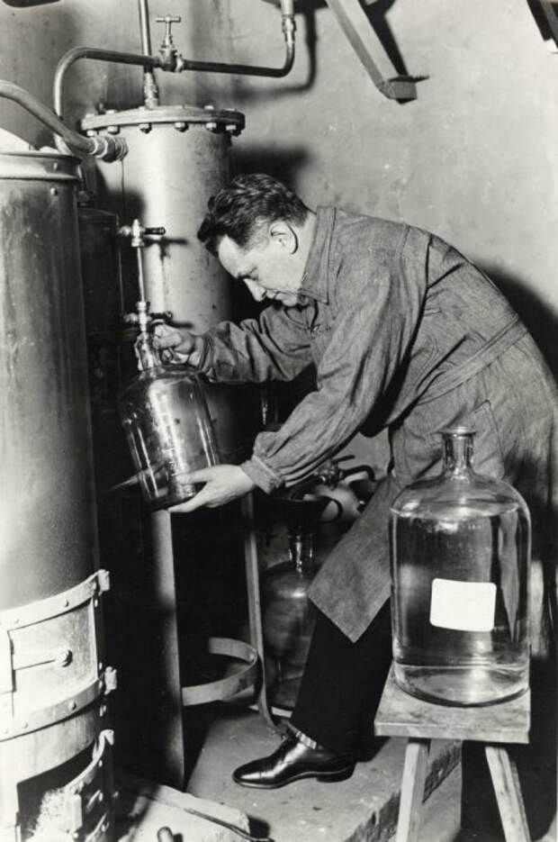 Алекс Авалов, бывший крупный помещик и профессор химии в Санкт-Петербурге, в эмиграции занимающийся производством крепких алкогольных напитков. Германия, Берлин, 1930 годы.