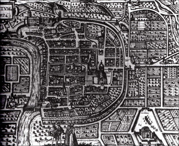 Карта города Тренто. Гравюра Франца Гугенберга 1588 г.