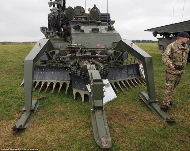 The event allows the army to showcase some of their high-tech equipment such as this Trojan mine clearing vehicle