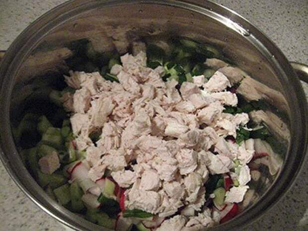 Окрошка мясная на сыворотке с горчицей Окрошка мясная на сыворотке с горчицей