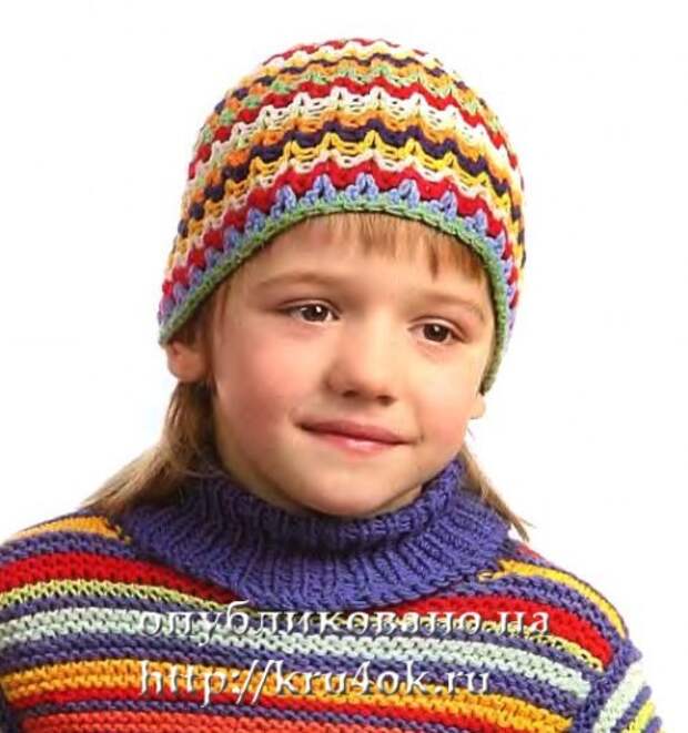 Разноцветная шапка для мальчика, вязаные шапочки
