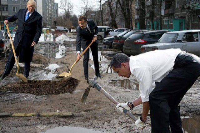 Сажающие дерево Трамп и Макрон стали героями фотожаб (41 фото)