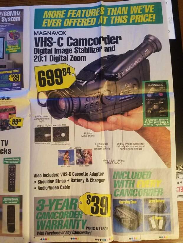 Видеокамера, записывающая на кассеты формата VHS-C вещи, гаджеты, ностальгия, реклама, техника