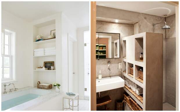 7 встроенных полок для создания стильного и удобного интерьера в ванной комнате