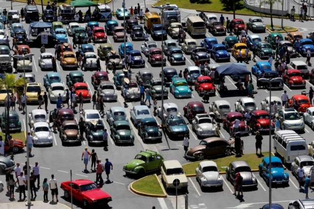 Cобрание владельцев VW Beetle в Бразилии beetle, volkswagen, бразилия, жук