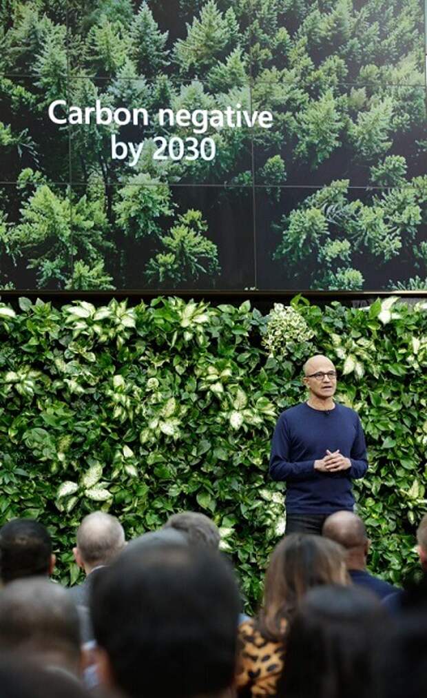 Satya Nadella Microsoft carbon negative 2030