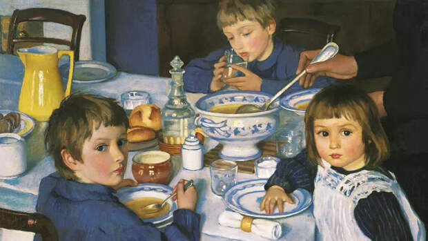 Зинаида Серебрякова. За завтраком, (фрагмент), 1914 г..