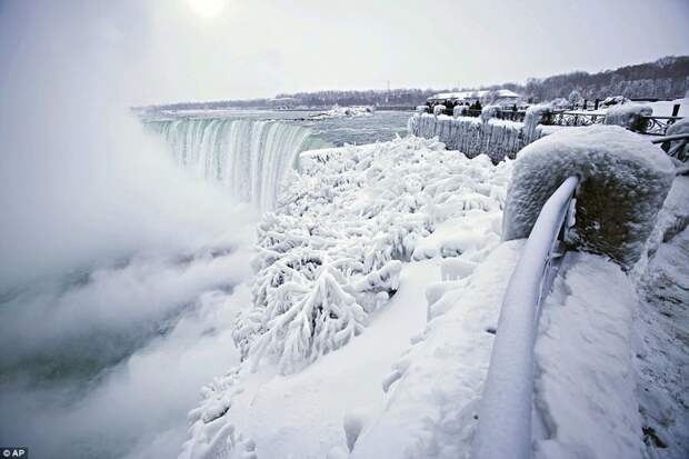 Потоки людей съезжаются на Ниагару и со стороны Канады, и со стороны США, чтобы своими глазами увидеть столь редкое явление ynews, Аномальная погода, Северная Америка, мороз, ниагара, ниагарский водопад, сша