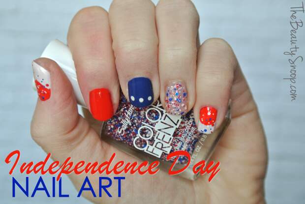 4th of July Nail Art patriotic nail design, independence day nail ideas, red white and blue nails