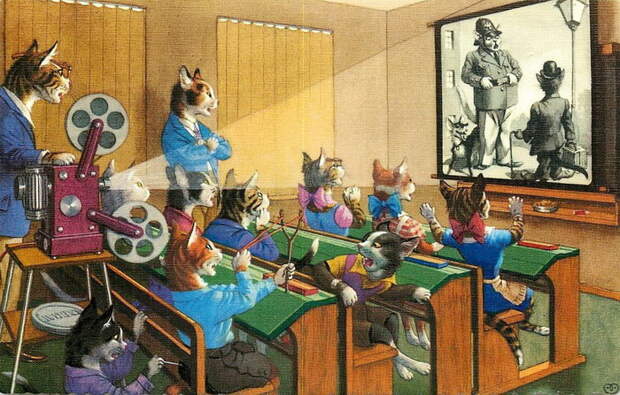 Очеловеченные кошки: иллюстрации Alfred Mainzer