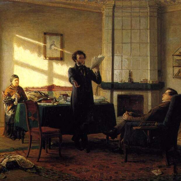 Н.Н.Ге. Пушкин в Михайловском (Пушкин и Пущин).1875