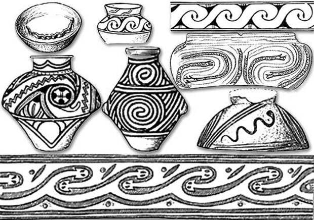 Рис. 2.6. Изображения змей на керамике.