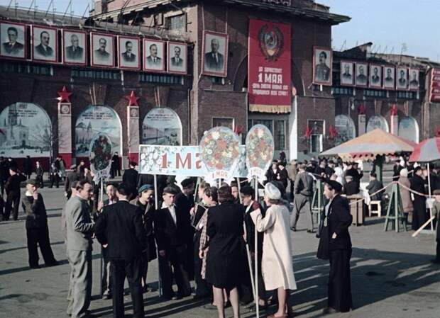 1948 год СССР, демонстрации, мир труд май, парад, первомай, фото