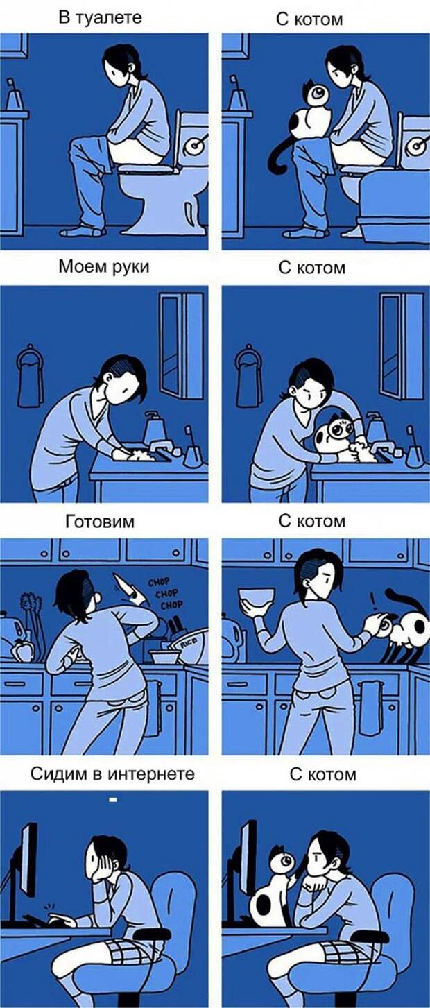 Проблемы жизни с котом в забавном комиксе (33 картинки)