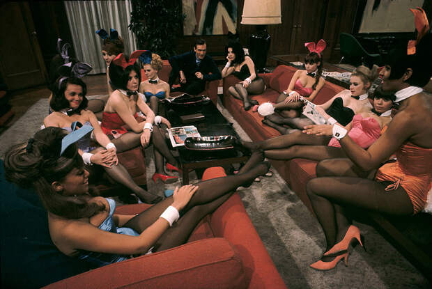 Hugh Hefner, Playboy founder, at his mansion, Chicago, 1966. by Burt Glinn.jpg