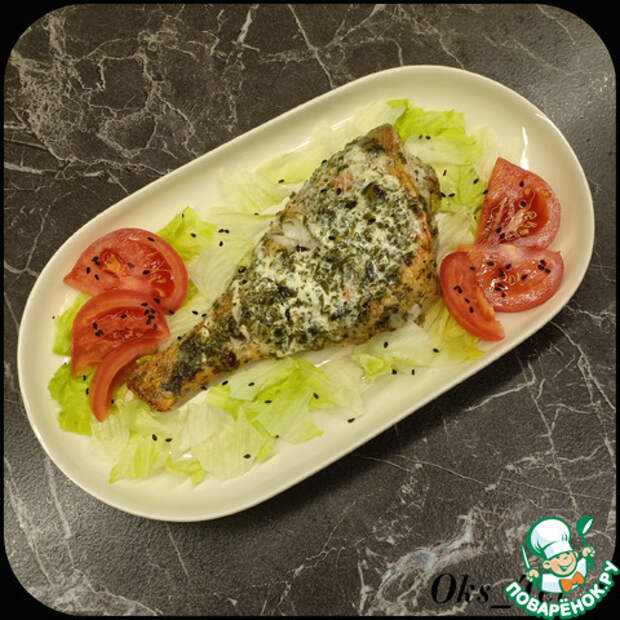 Морской окунь, запеченный в сметане