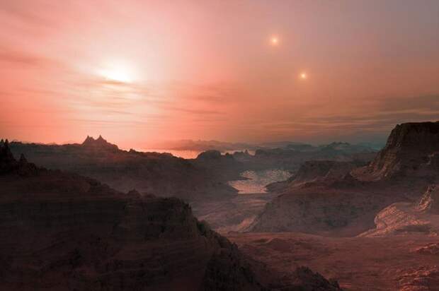 Закат на супер-земле Gliese 667 Cc. По оценкам ученым только во Млечном пути есть 10 миллиардов подобных миров, вращающихся вокруг красных карликов космос, красота, планета, рисунки, художники