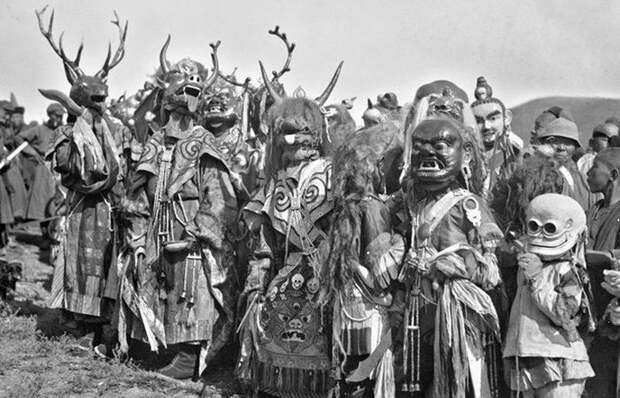 Оленьи рога, орлиные и совиные перья.