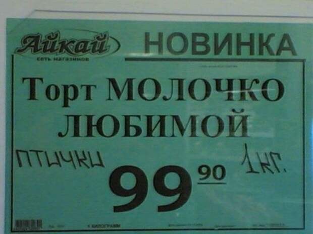 Весёлые названия всевозможных кондитерских изделий