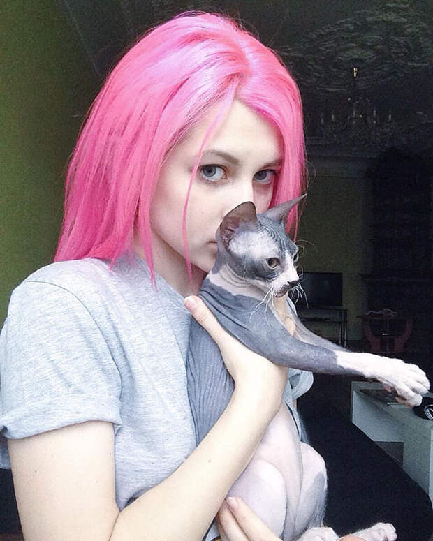 супер прическа с радужным котом 