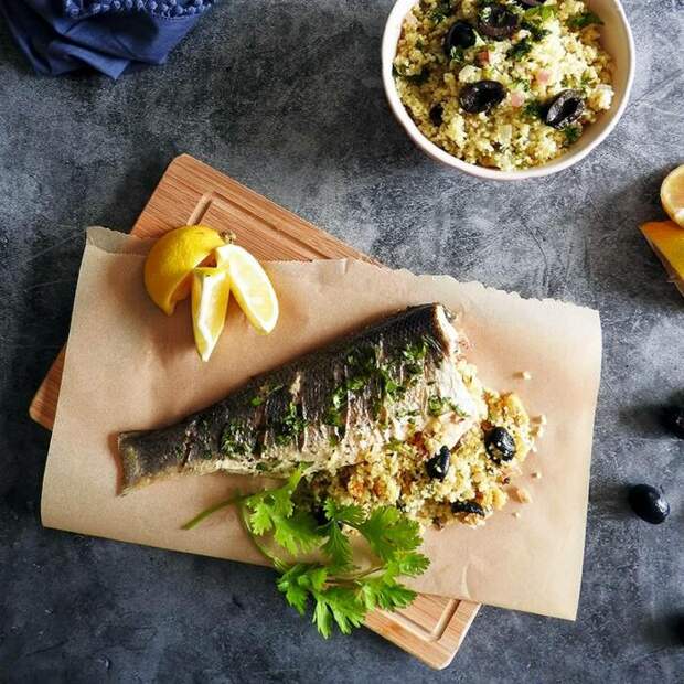 Фаршированный сибас. \ Фото: yummly.co.uk.