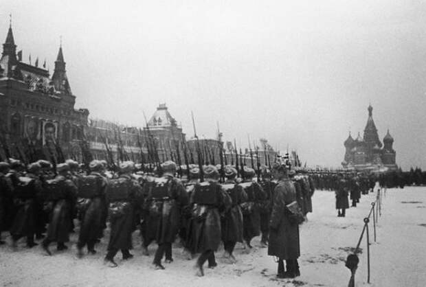 Soviet Troops Marching Through Red Square