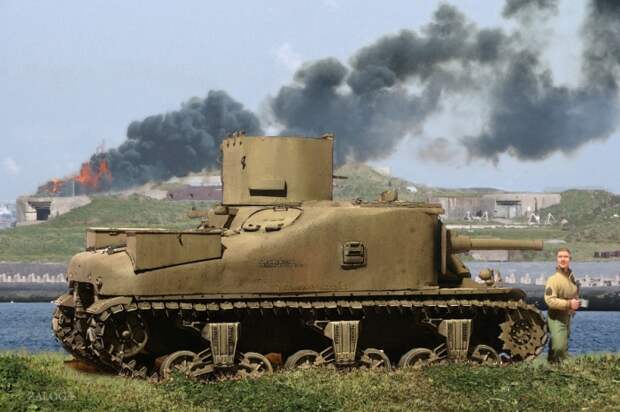 Американский T10 Tractor CDL на берегу Рейна, 1945 год. | Фото: tankandafvnews.com. Американский T10 Tractor CDL на берегу Рейна, 1945 год. | Фото: tankandafvnews.com.