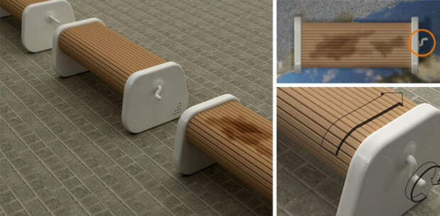 Rotating Bench Keeps The Seat Dry After Rain