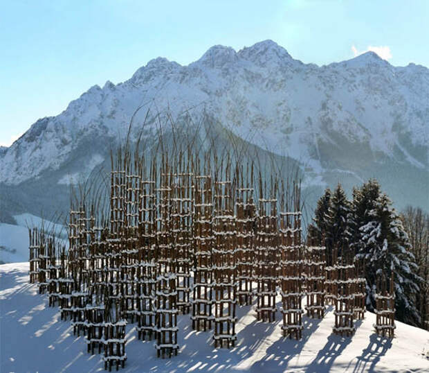 Храм из растущих деревьев в Италии (фото)